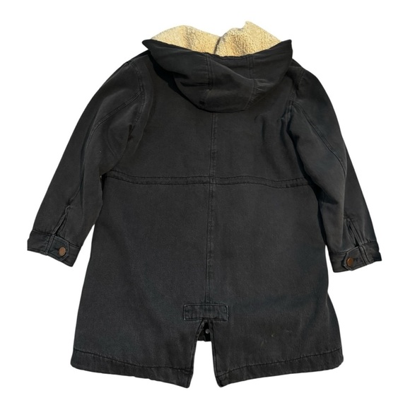 Zara Kids Faded Denim Parka With Faux Shearling – Black – Size 13/14 Unisex - Picture 5 of 9